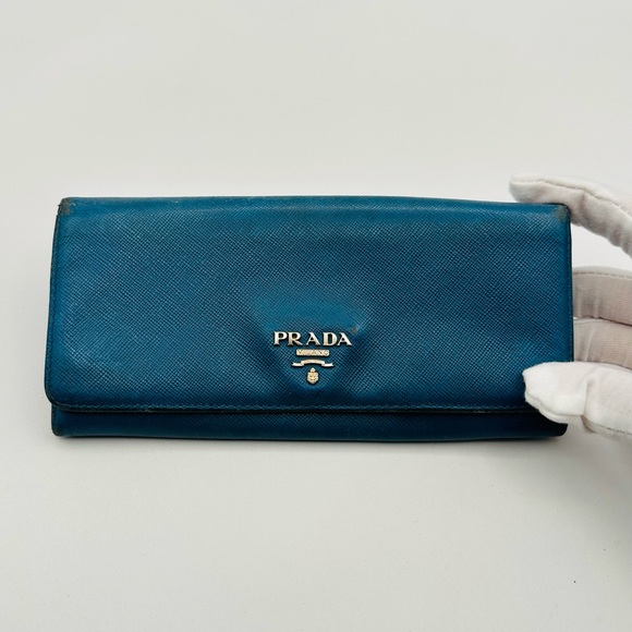 Prada Blue Saffiano Leather Wallet - Picture 1 of 11